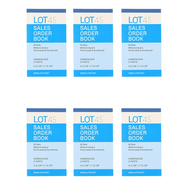 Lot45 Invoice Books 2 Part Carbonless Sales Order Book 3pk 7.2x4.2in Purchase Order Book 2 Part Order Form 50 per Book